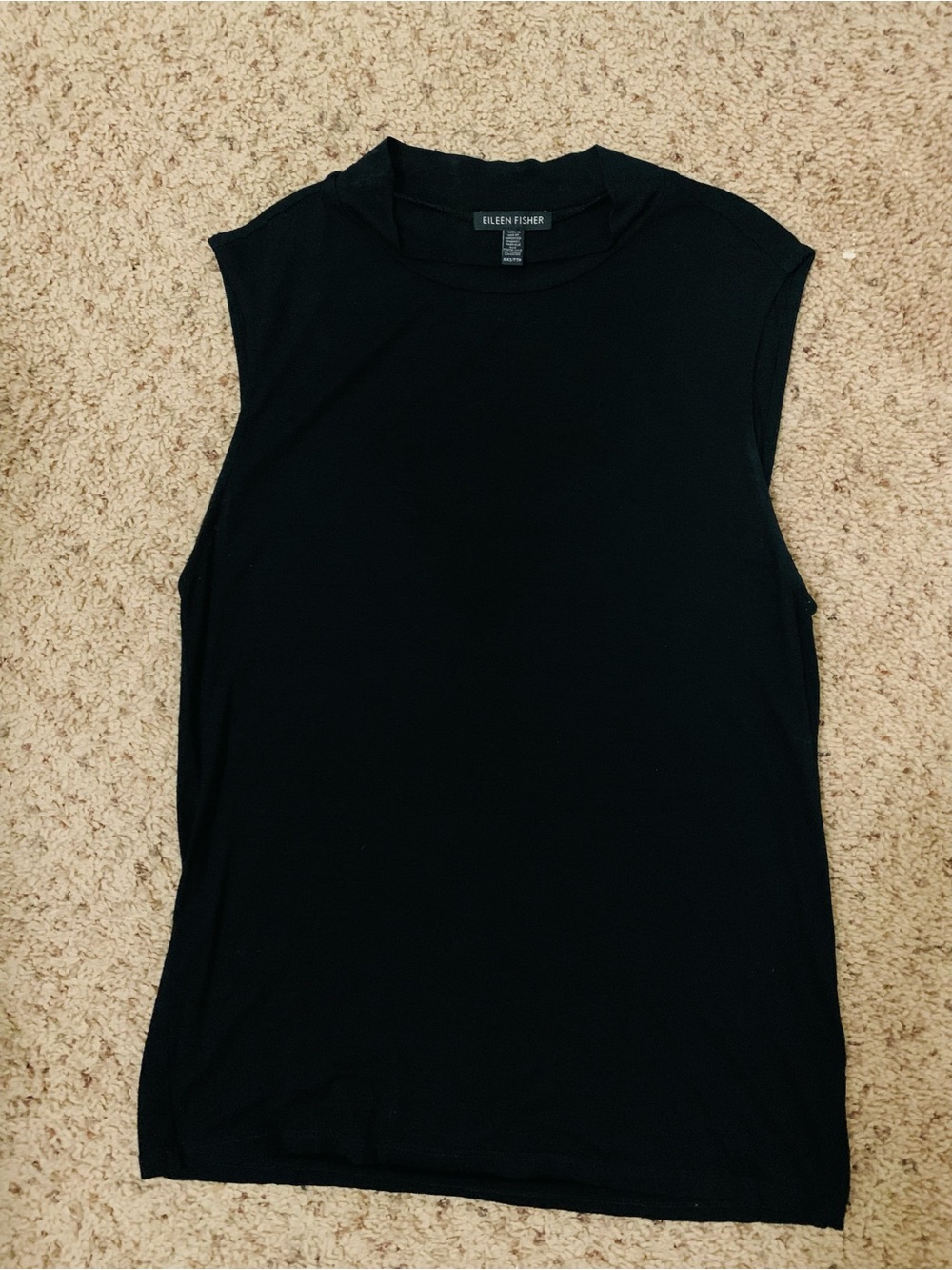 Eileen Fisher Black Sleeveless Crewneck Shell